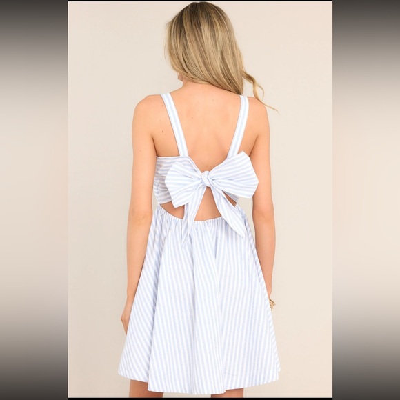 Breezy Days Light Blue Stripe Cutout Mini Dress - Picture 7 of 8